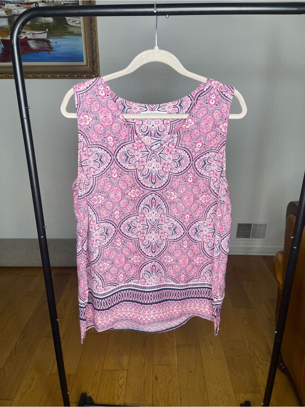 Violet & Claire Pink Paisley-Print Sleeveless Tank